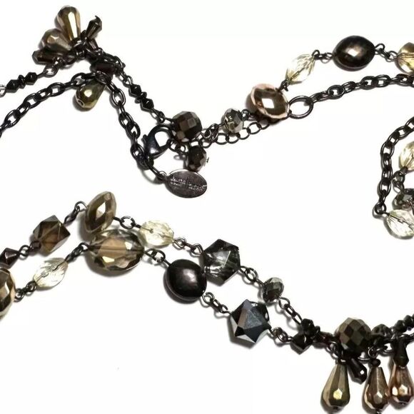 LIA SOPHIA Silver Tone Chain Large Carved Beads 15"-18" - Picture 2 of 12